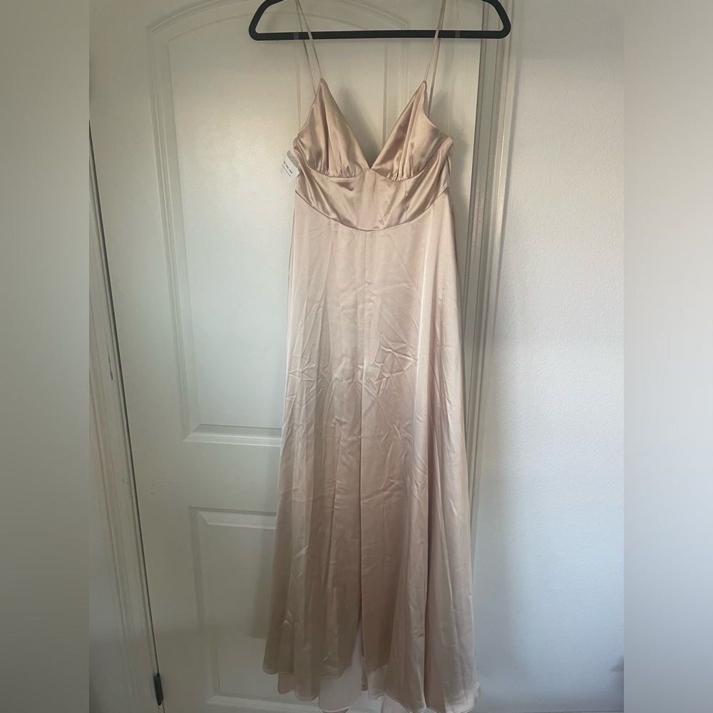 fame and partners champagne bridesmaids dress gown size 4